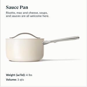 Caraway Nonstick Ceramic Sauce Pan with Lid (3 qt) | Cream
